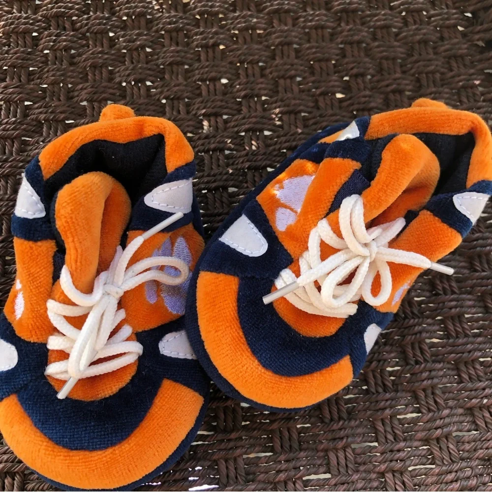 Baby shoes orange blue tiger paw clemson